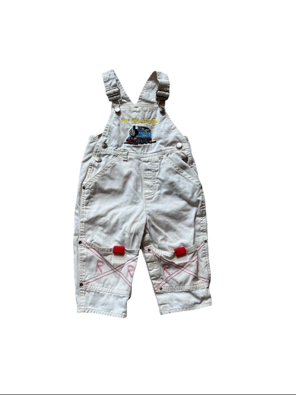 VTG Thomas & Friends White Denim Overalls 12 Months